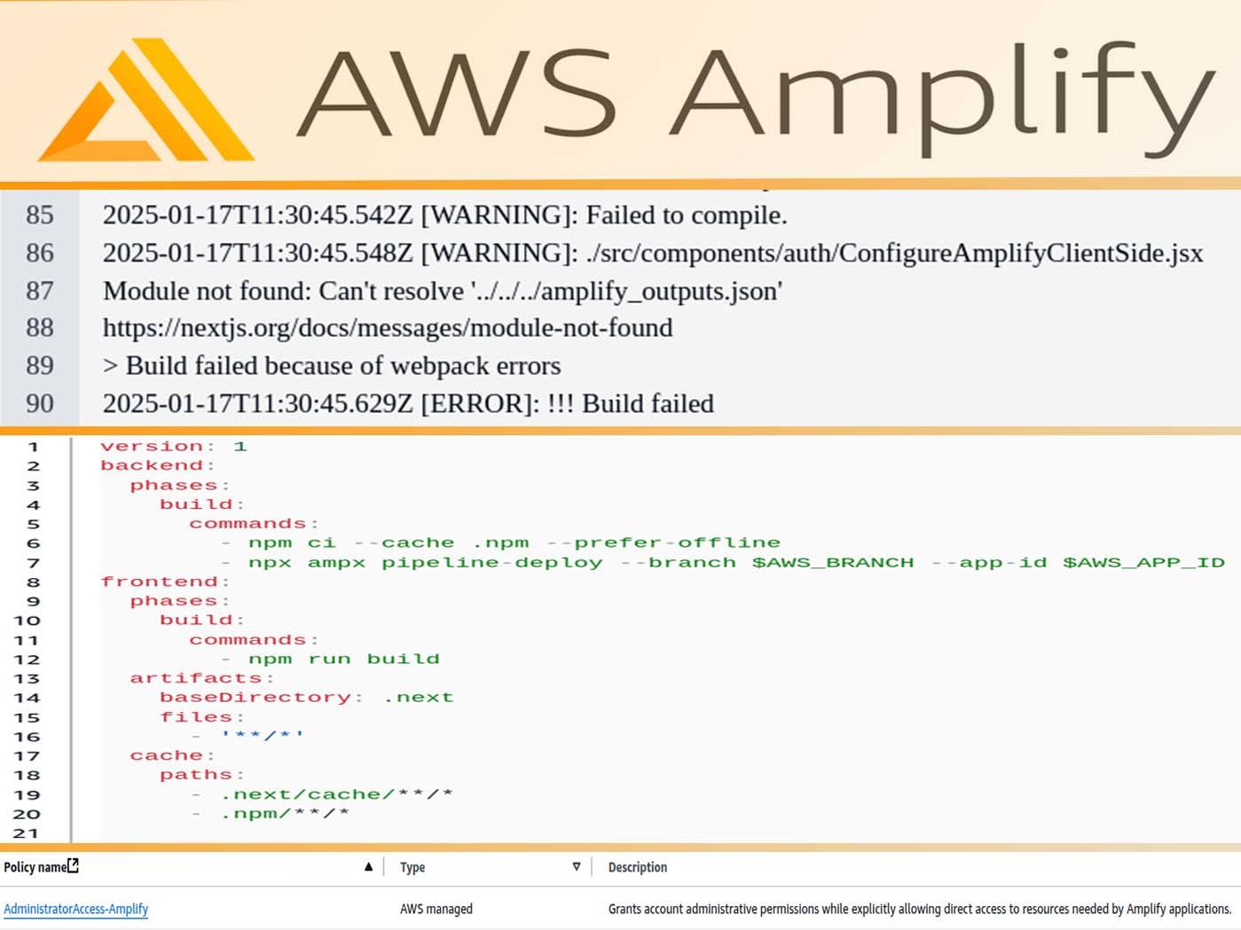 Cant resolve amplify outputs json